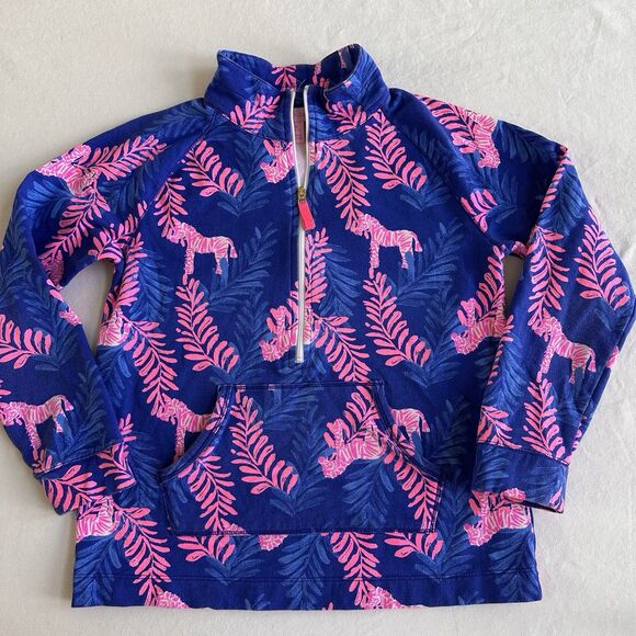 Lilly Pulitzer UPF 50+ Skipper Popover Royal Purple Dazzle Size XL Girls - Picture 2 of 8